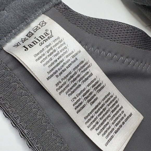 Janina Curved Plus Size 42C (95C) Underwire Bra Gray Purple Embroidery - Picture 4 of 5